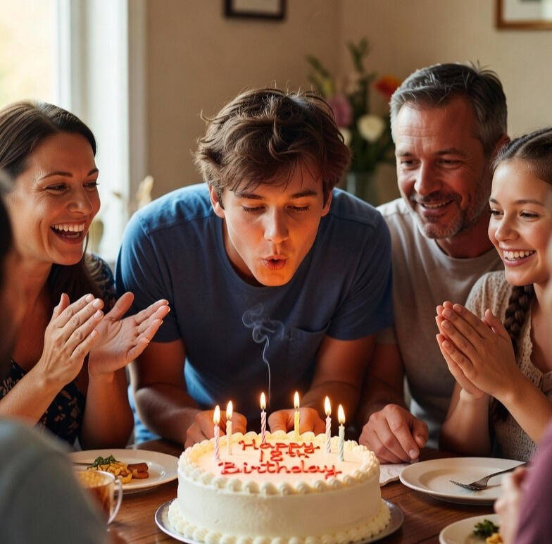 A young boy blowing out birthday candles, highlighting a stock portfolio as a long-term gift for a child’s milestone.